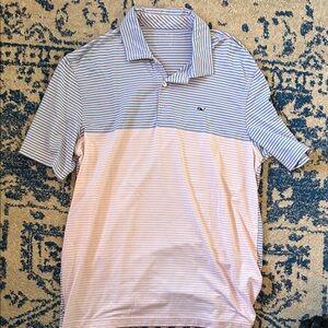 Men's Striped Polo Shirt - Blue and Pink Vineyard vines